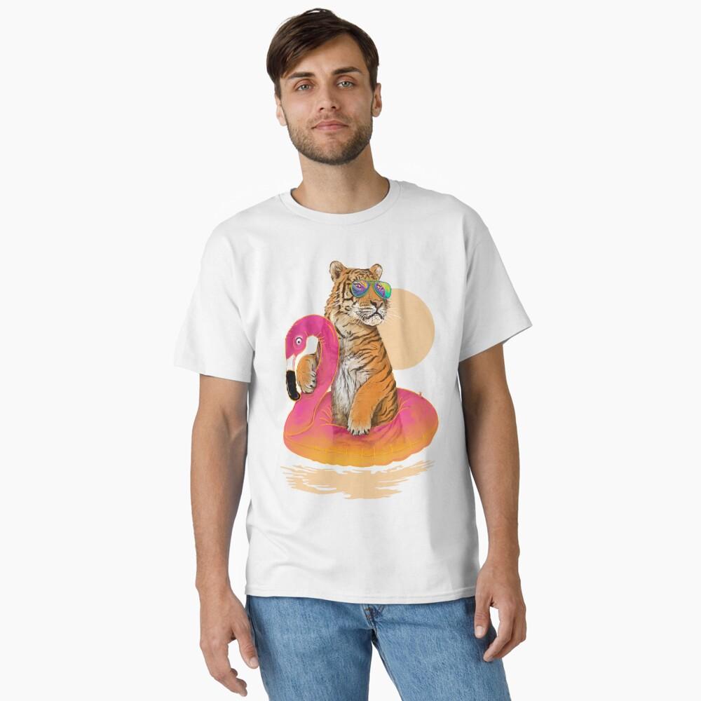 

Chillin Flamingo Tiger Casual Tshirt Mens and Womens Luxury Brand Tops M