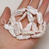1String, White Natural Freshwater Pearls, 16×5-22×7mm Baroque Pearl Beads for Jewelry Making DIY Necklace Bracelet Accessories 36cm