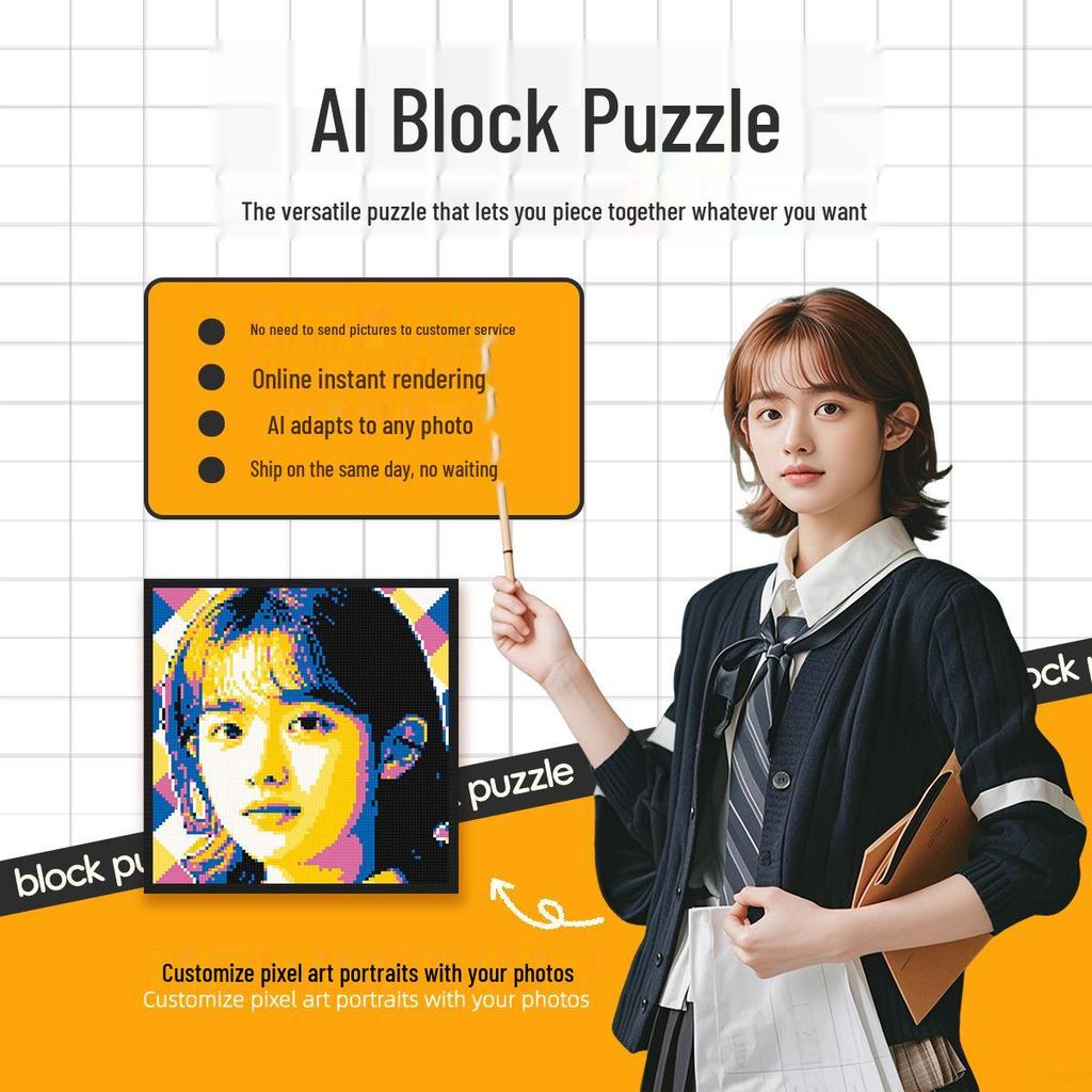 Creative Pixel Art DIY LEGO-Compatible Mosaic Photo Frame Gift for Friends - MOC Portrait Building Blocks