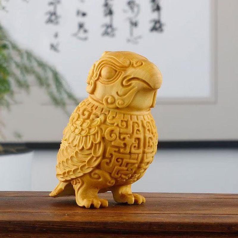Wooden Carving Spring And Autumn Period And Warring States Period Bird Zun mascot Decorative Gods and beasts Statue