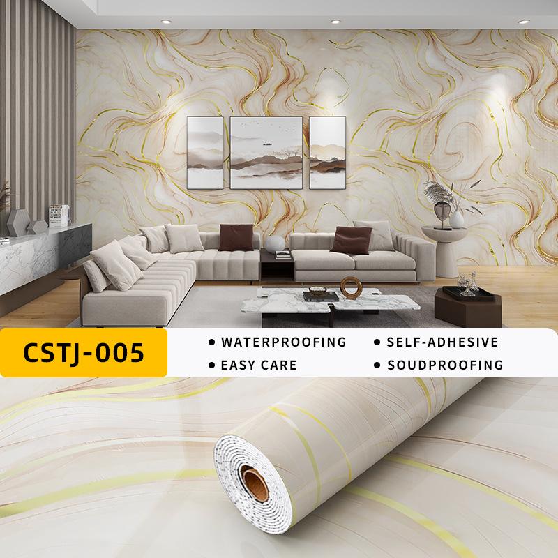 Self-Adhesive Waterproof Imitation Marble Tile Wall Sticker for Bathroom, Living Room, Kitchen, and TV Background.