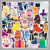50 Cat Sticker Sheets: Cute Cartoon Pet Kittens, Waterproof Graffiti Decor for DIY & Water Bottles