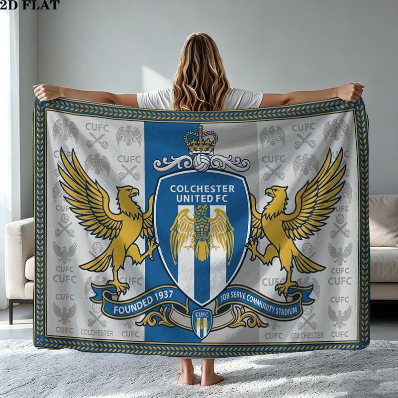 Colchester Utd FC Print Flannel Blanket High Quality Warm Comfortable Cover for All Seasons Perfect for Gifts Home Decor