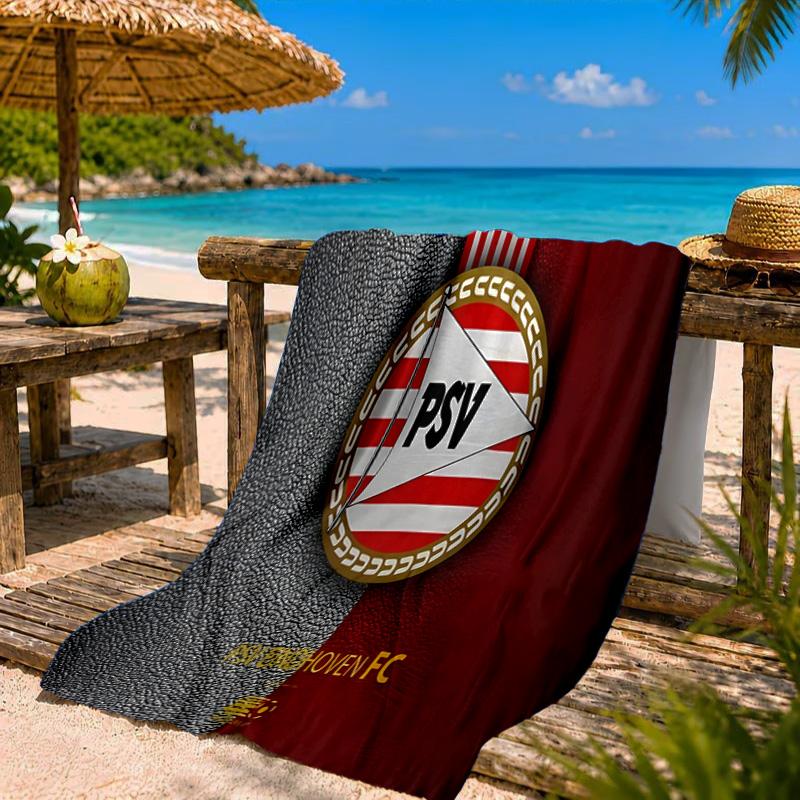 Asciugamano da Spiaggia con Stemma Psv Eindhoven in Microfibra, Leggero e Asciugatura Rapida, per Viaggi Estivi, Piscina, Regalo di Compleanno