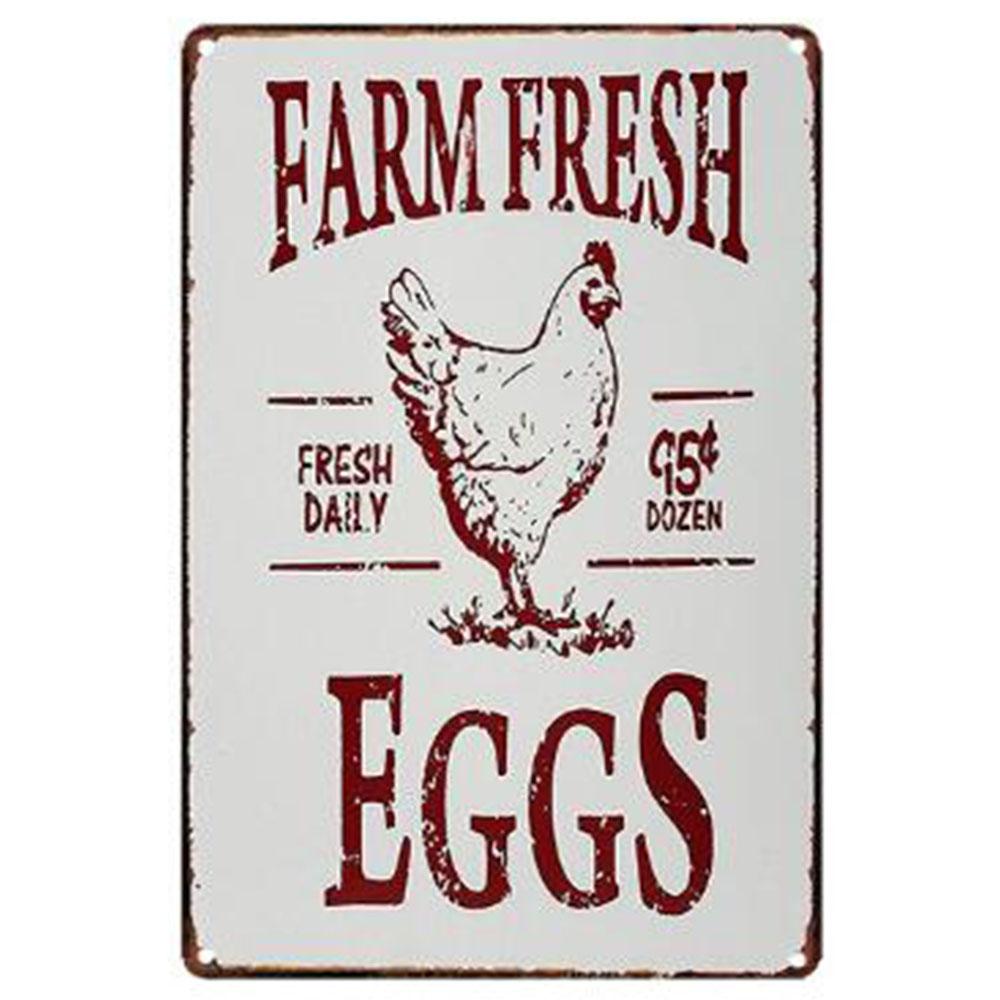 Farm Fresh Eggs Metal Tinplate Sign Poster Chicken Egg Shabby Chic Tin Signs Metal Plate 20x30cm