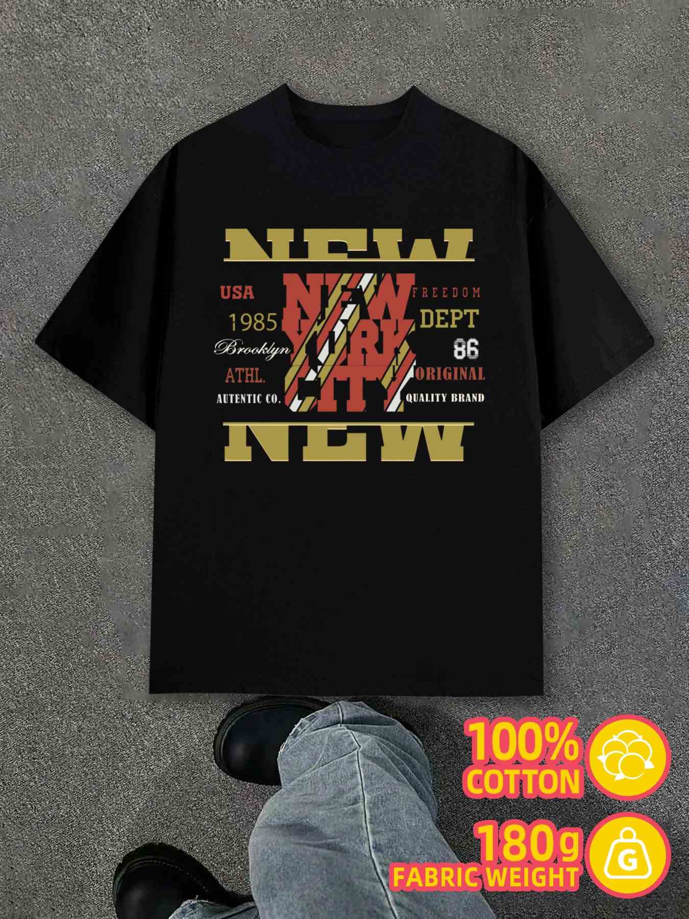 T-Shirt Y2K York City Comfort Colors Black Regular Fit S