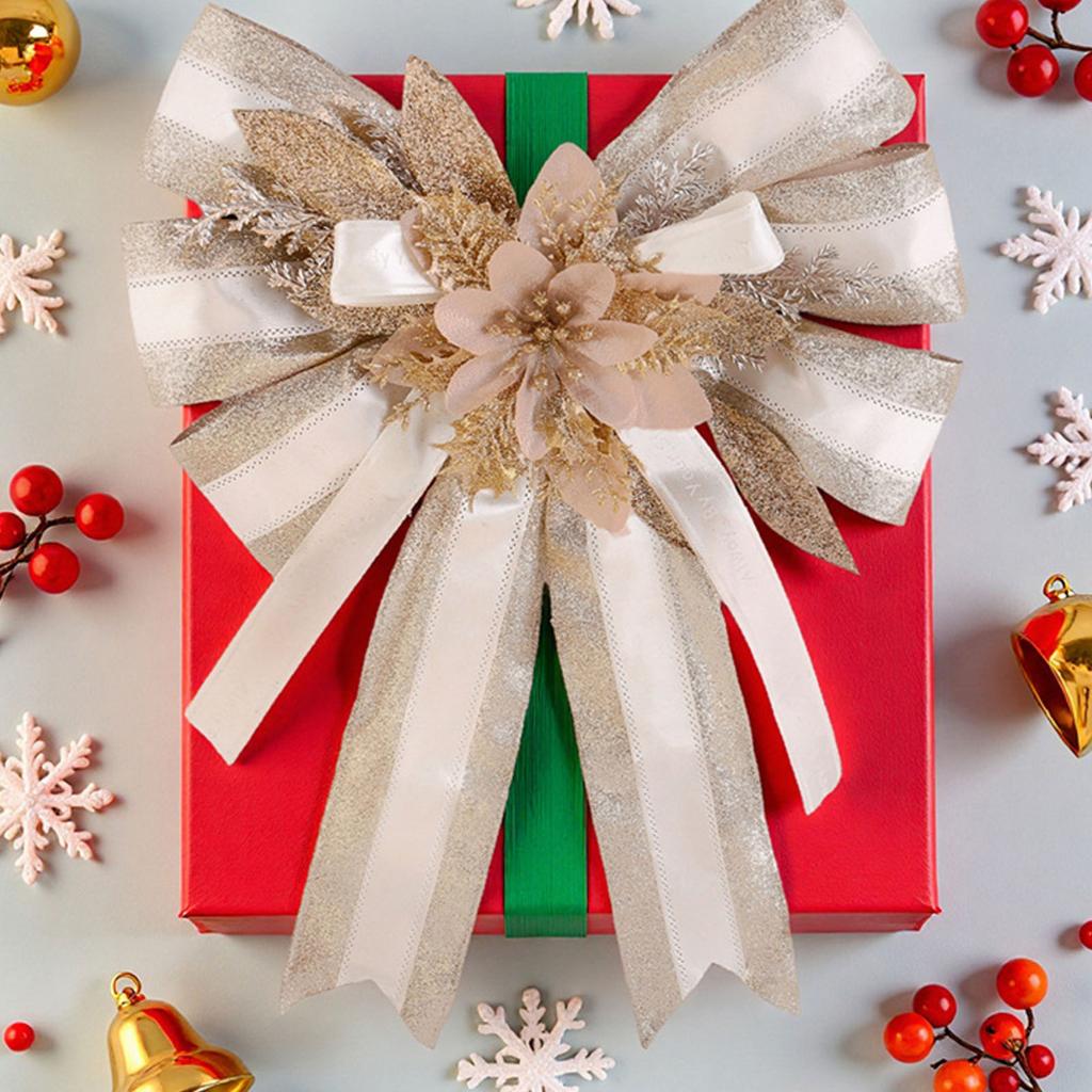 Christmas Decorations High-end Gold Velvet Bow Christmas Flocking Bow Large Red