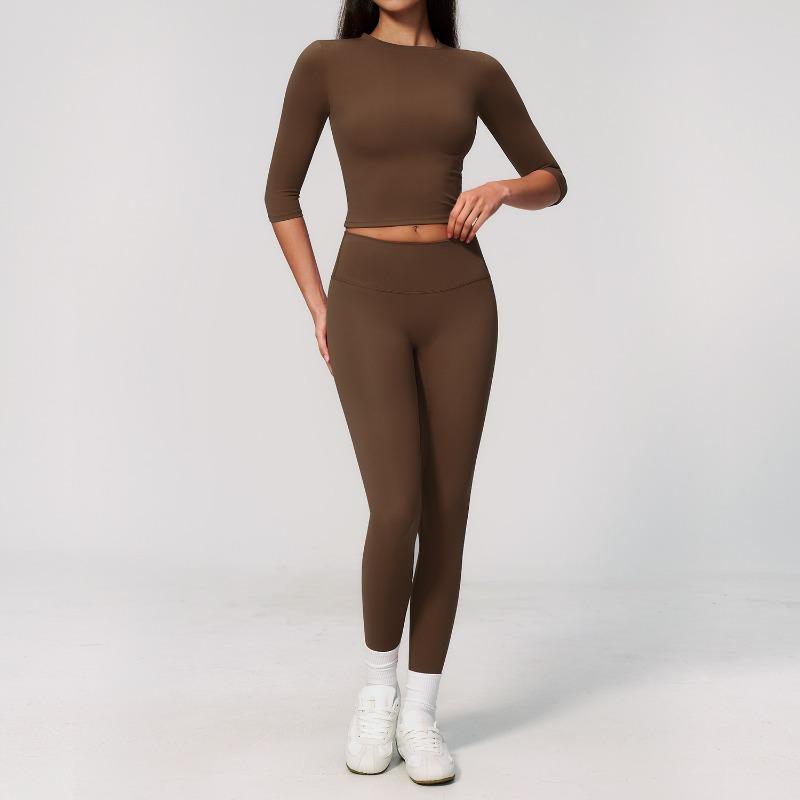 Ze Innovation brushed yoga outfit set for women, high-intensity outdoor fitness tight sports quick-dry set for women