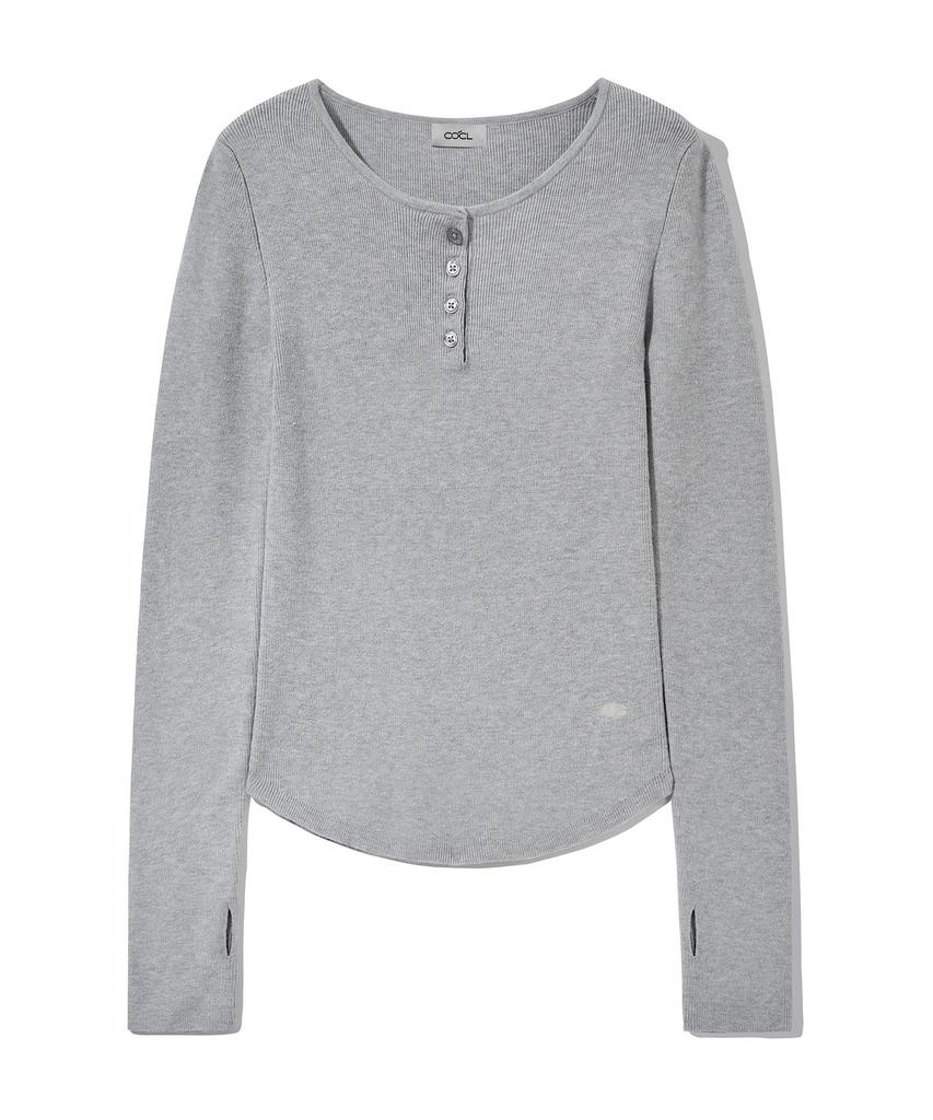Keoseuteomeokeullagumeon Slim Henley Neck Ribbed Knit 6 Color Cowkt004