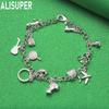 925 Sterling Silver Fashion Element Pendant Side Chain Beautiful Bracelet Gift Jewelry