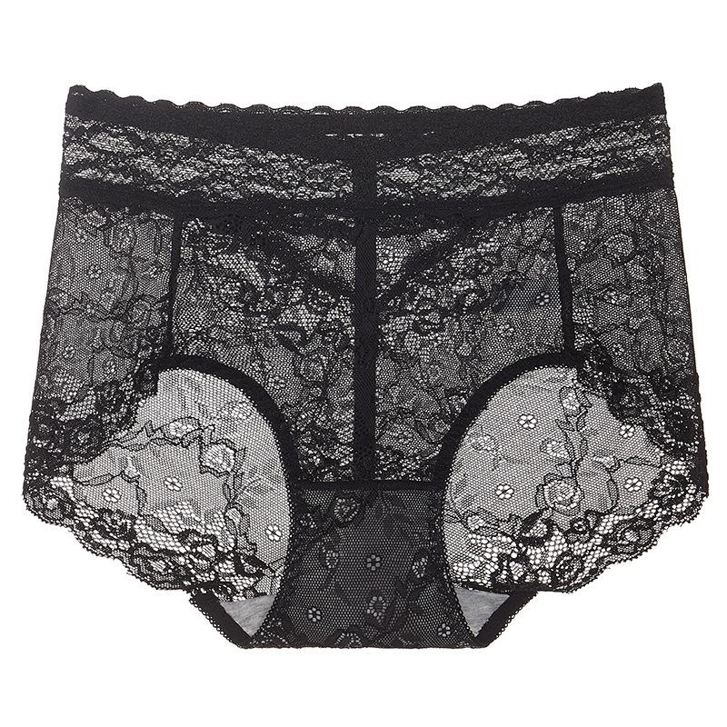 Female Summer Sexy Lace Hollow Lift Hip Pure Cotton Crotch Waist Triangle Briefs