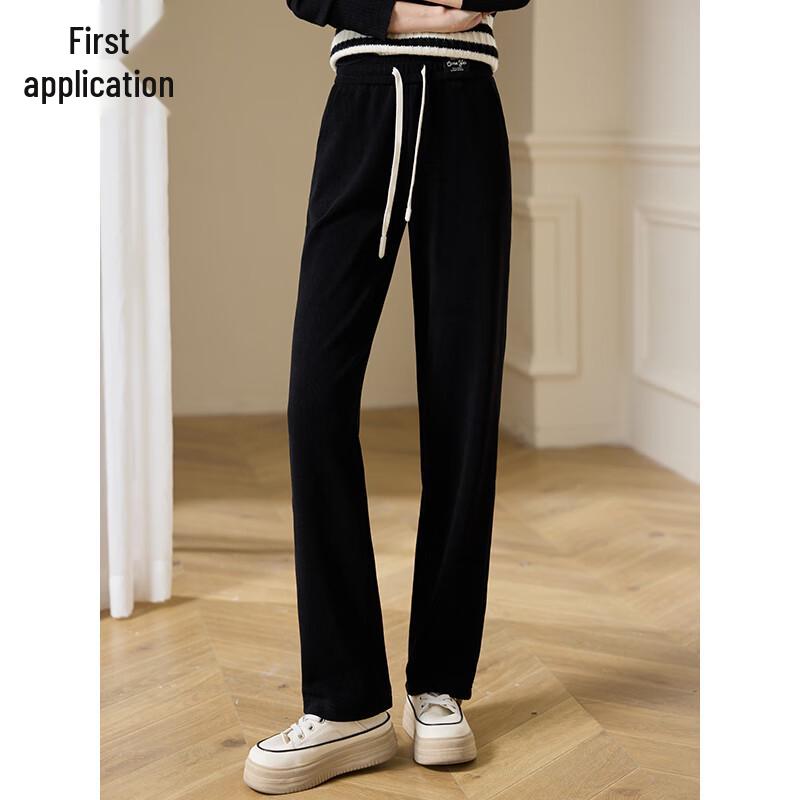 CHUSHEN Women's High-Waist Straight-Leg Casual Sport Pants