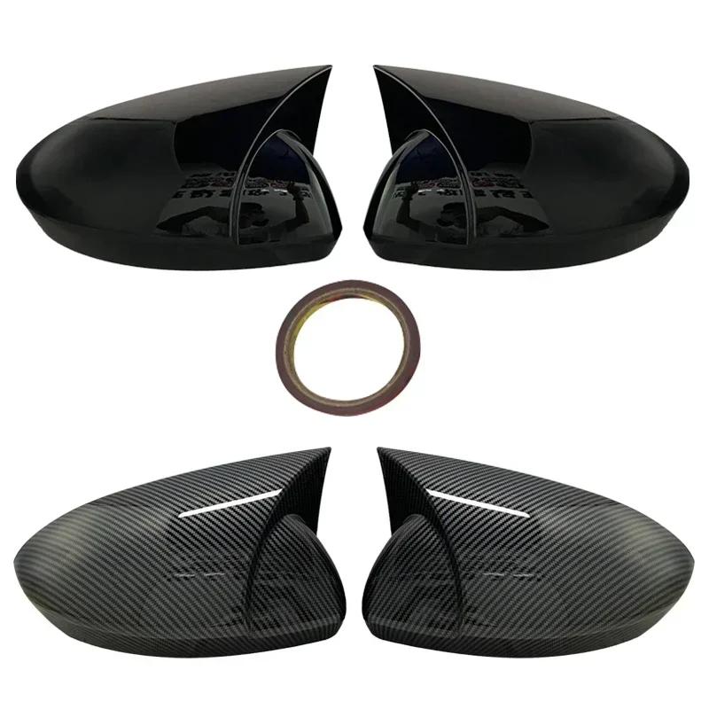 For Renault Megane 4 MK4 2016-2020 Glossy Black/Carbon Fiber Look Side Mirror Cover Cap ABS Car Exterior Accessories Left Right