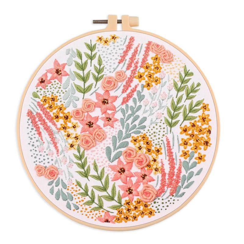 

A60zembroidery Enthusiast Kit For Floral Landscape Art - Includes Comprehensive Needle And Thread Set(A)May