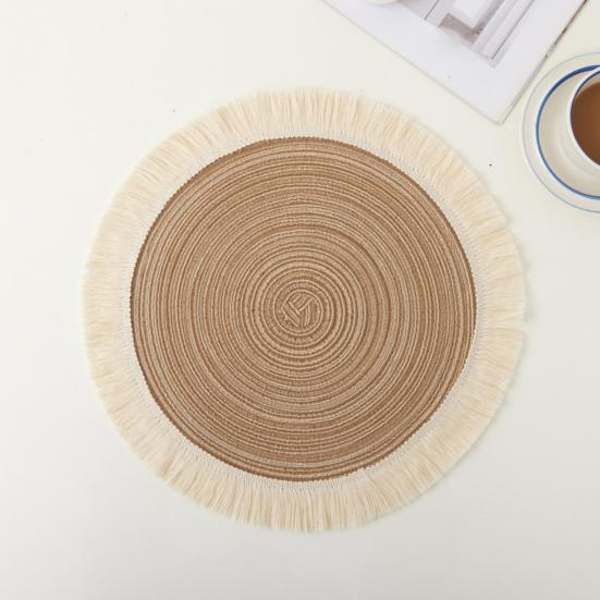 Nordic Table Placemats Round Heat-Resistant Coasters with Fringe Bowl Pads Teapot Trivet for Dining