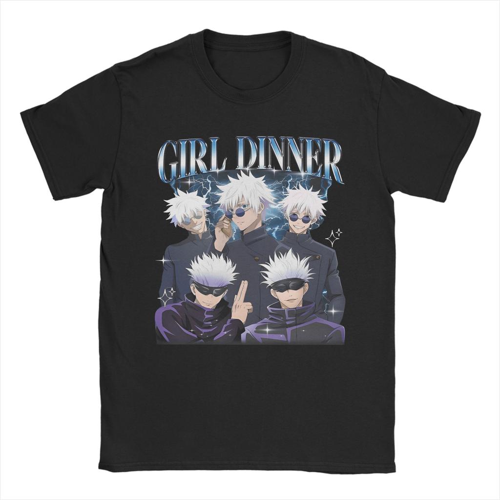 Unisexs Satoru Gojo Girl Dinner JJK Anime T Shirt Cotton Tops Crazy Short Sleeve Crewneck Tee Shirt Party TShirt
