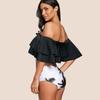 Costum de baie bikini din două piese, volan spaniol, talie înaltă, mărimea L Costum de baie bikini din două piese, volan spaniol, talie înaltă, mărimea M
