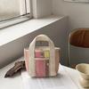 Large Capacity Straw Bag Stripe Tote Bag Practical Lunch Bag  for Home