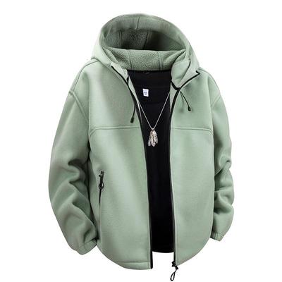 Lamb Fleece Jacket for Men In Autumn and Winter, Fashionable and Warm with Fleece Hooded Jacket, Fleece Jacket, Shaken Fleece Thick Cotton Jacket