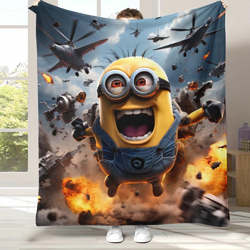 

Cute Minions cartoon Flannel Blanket,Ultra Soft Warm Plush Throw for Home Bedroom Bed Sofa Cover Camping Picnic gift kids 75x90cm