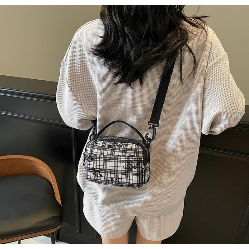 Spring new broken flower canvas bag fashionable versatile small square bag high-end trend shoulder messenger bag