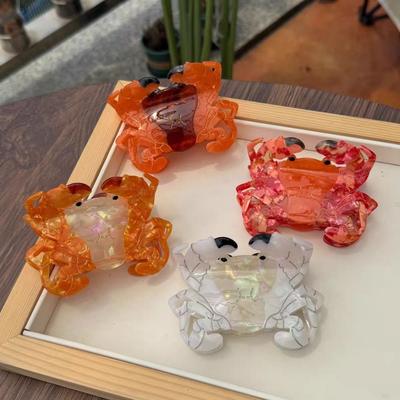 Personalized Sweet Crab Acetate Hair Clip Geometry Lovely Ocean Animal Shark Clip Novetly Ponytail Clip Creative Hair Claw Girls
