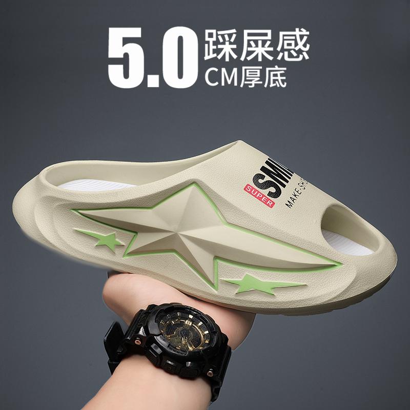 Men's Slippers Flat Sandals Thick Bottom Shoes for Men Soft and Comfortable Wear-resistant Non-Slip Beach Shoes Beach Fashion