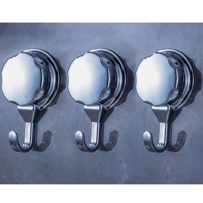 Wiederverwendbar 1 Stück / 3 Stück Schwerlast-Haken Verchromt mit Vakuum-Saugnapf für Badezimmer und Küche/ Toilette