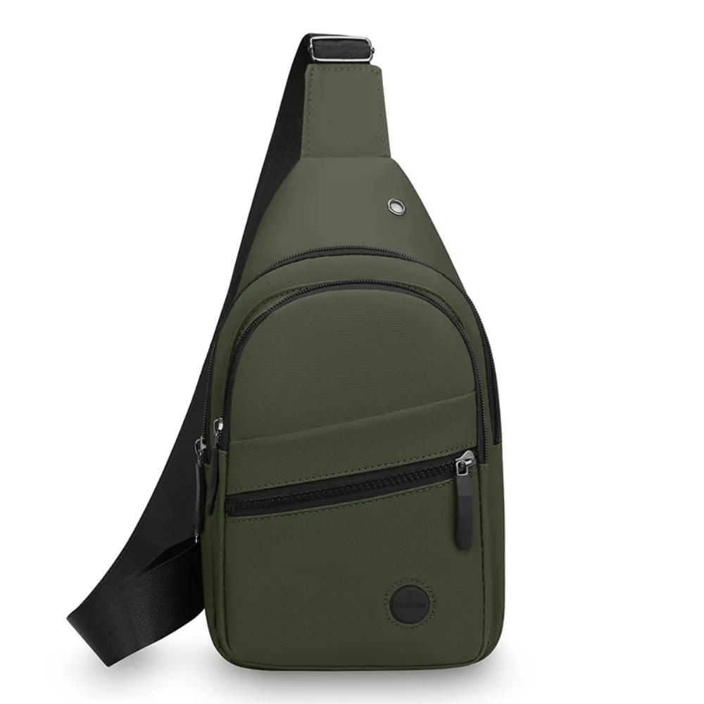 Bolso de Pecho Impermeable para Hombre Tela Oxford Multibolsillo Bolso Bandolera Agujero para Auriculares Correa de Hombro Ajustable Riñonera de Pecho