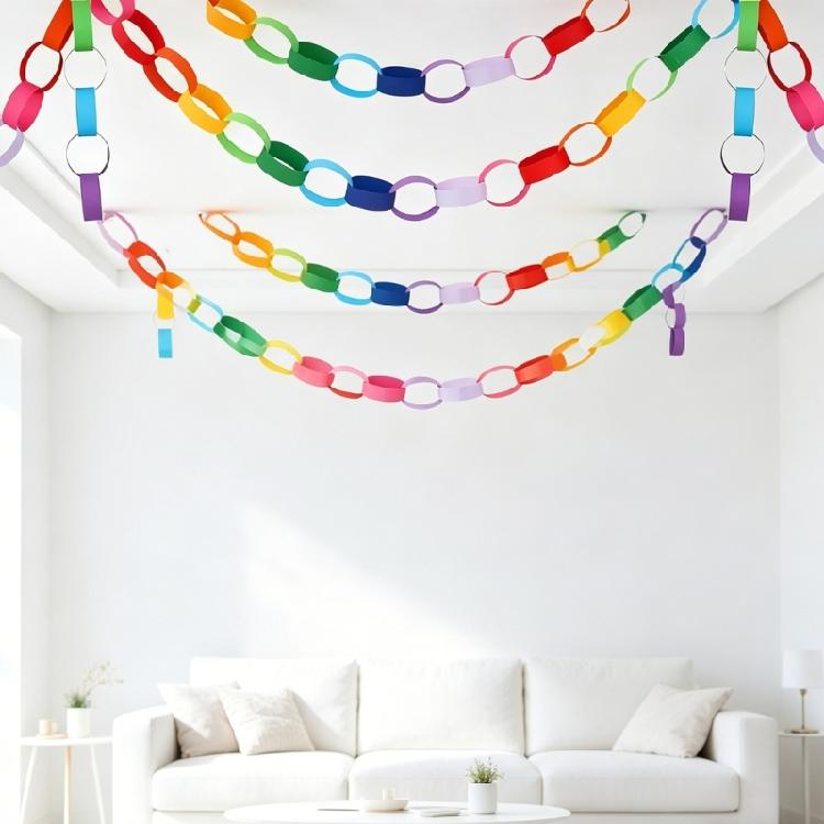 100Pcs Cheerful Rainbow Paper Chains Safe And User Friendly For Children Birthday Parties And Classroom Decors