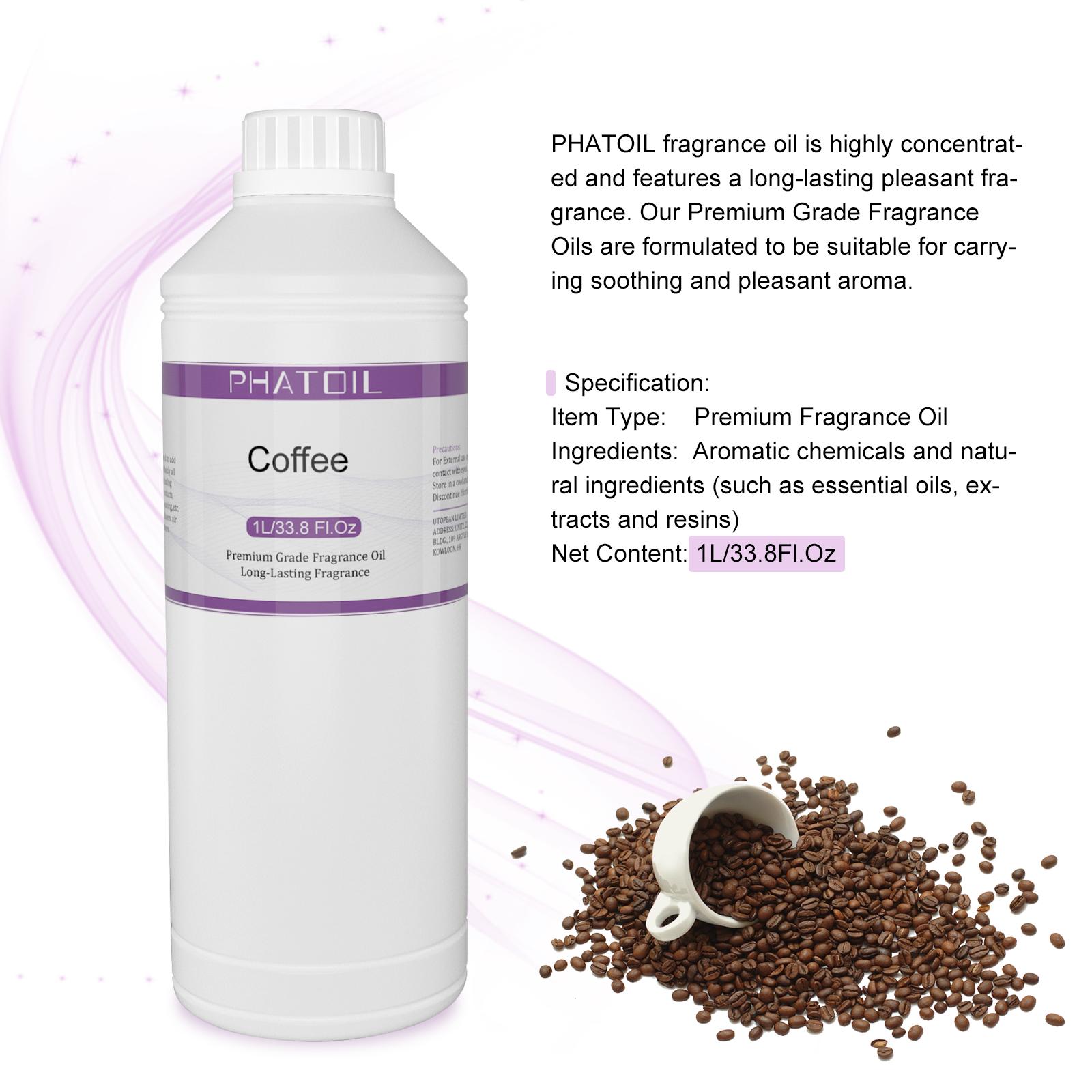 

PHATOIL 1000 мл/33,8 жидких унций Ароматические масла для диффузоров, изготовления свечей, парфюмерии своими руками, освежителей воздуха, идеально подходят для домашнего офиса в автомобиле Coffee