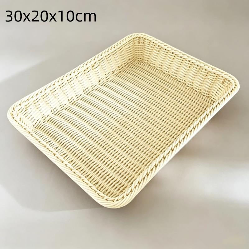 Imitation Rattan Handwoven Storage Basket Eco-Friendly Material Organizer for Kitchen Fruit Snack Picnic Outdoor Use