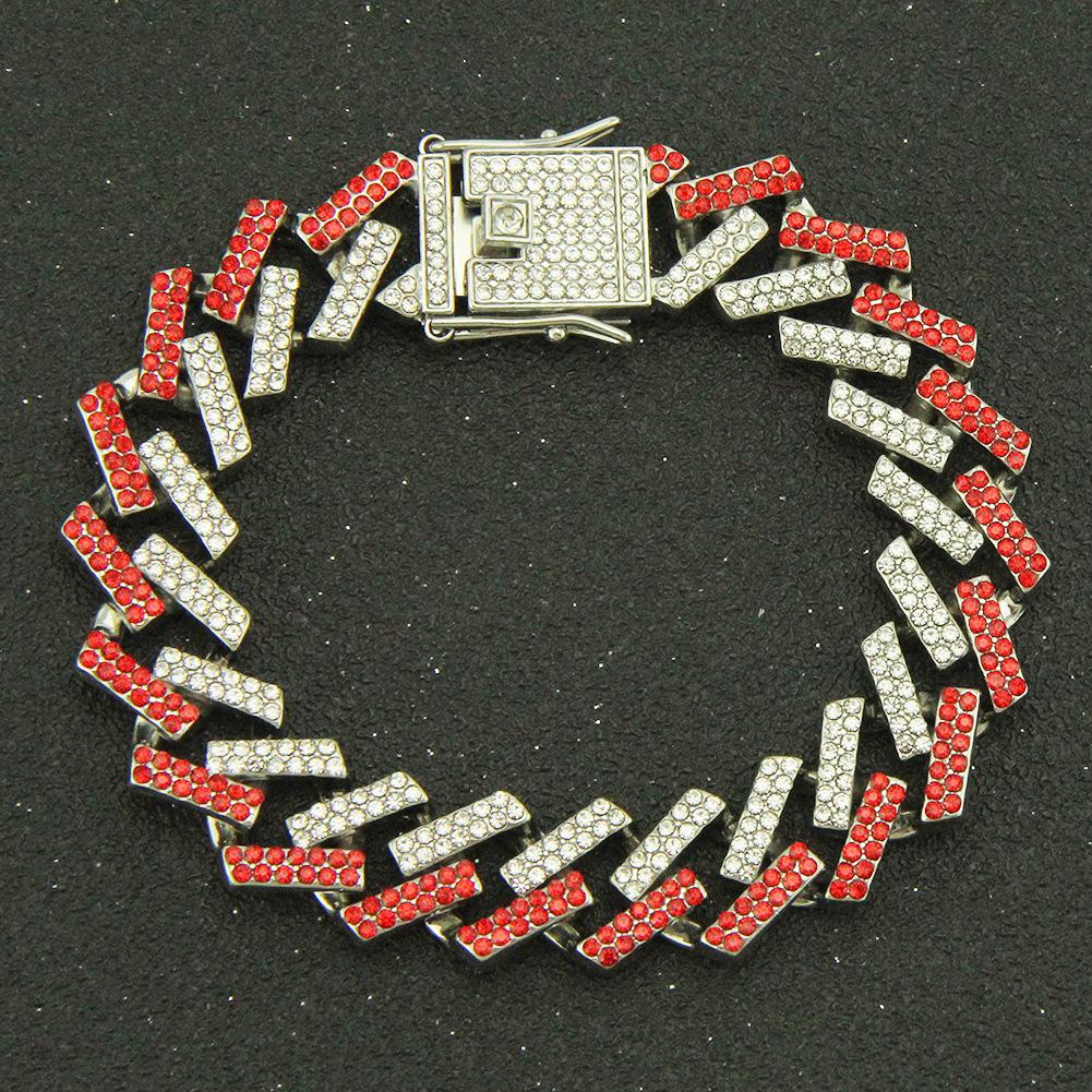 15MM Paved Rhinestones Prong Cuban Link Chain Bracelet for Men Women Bling Iced Out Cuban Bracelet Hip Hop Rapper Jewelry Gift