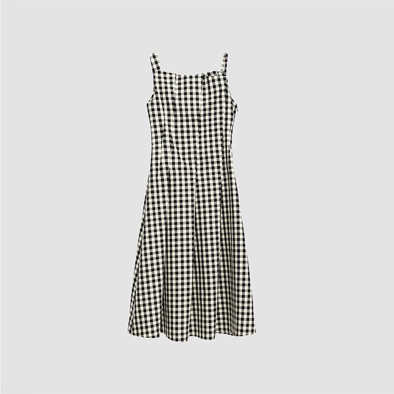 Broadcast Women's Elegant Plaid Sleeveless A-line Dress