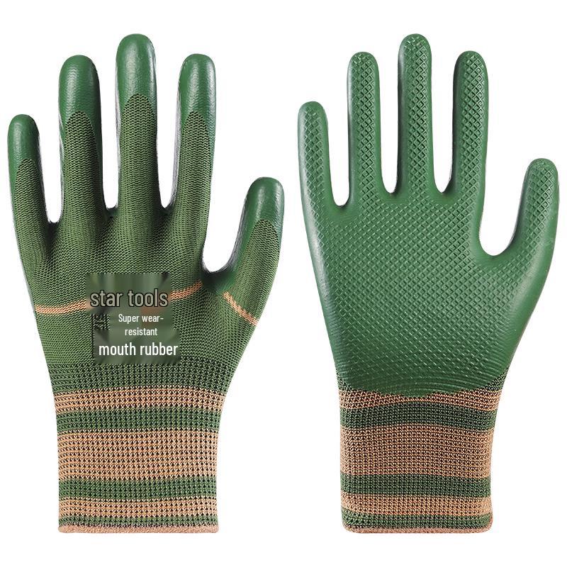 Durable Waterproof Anti-Slip Rubber Work Gloves - Thick, Breathable, and Wear-Resistant for Construction