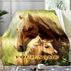 1PC Custom Name Horse Foal Nature Outdooor Flannel Blankets Patterns Throw Blanket All-Season Soft Gift for Couch, Bed, Camping Gifts