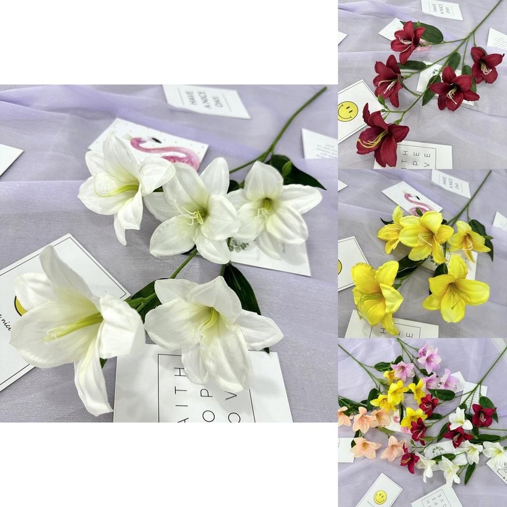 Factory Artificial Red Torch Lily Faux Flower Home Decor With Soft Fabric Material For Wedding And Photography Props