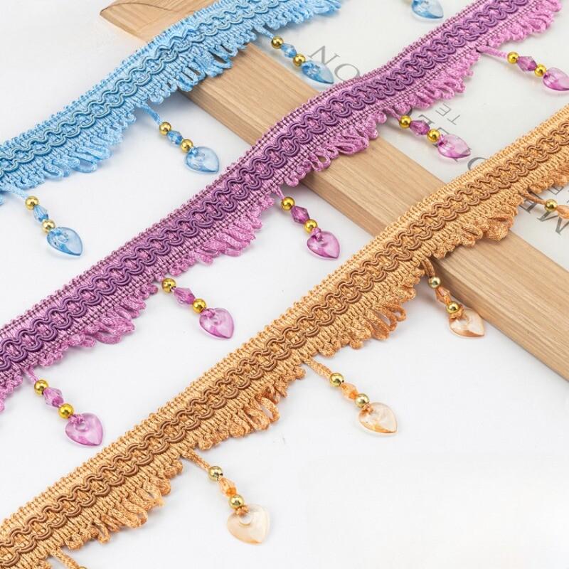 11m Crystal Beads Tassel Trim Curtain Accessories Lace Edge Pendant Decor