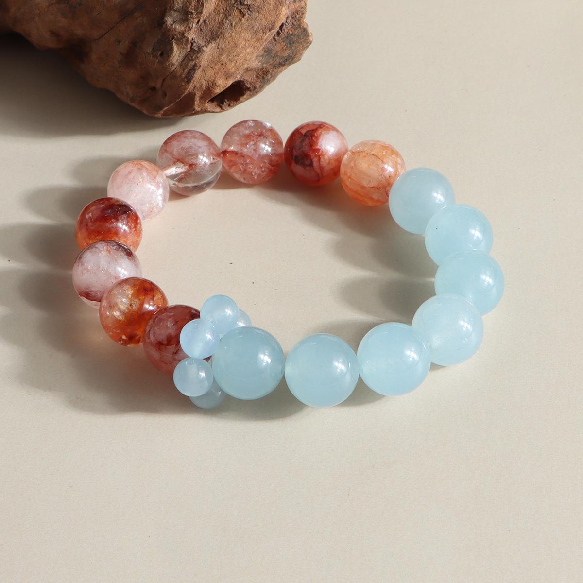 New Chinese bracelet Aquamarine red glue flower running ring crystal bracelet fashion design Douyin live broadcast explosion