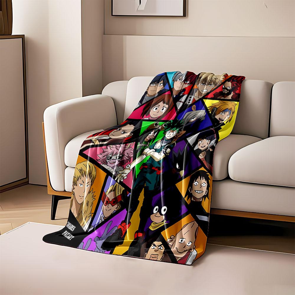 

Stylized triangular collage showcasing multiple characters with vibrant colors. for all seasons blanket lunch break throw gift 80cm x 120cm