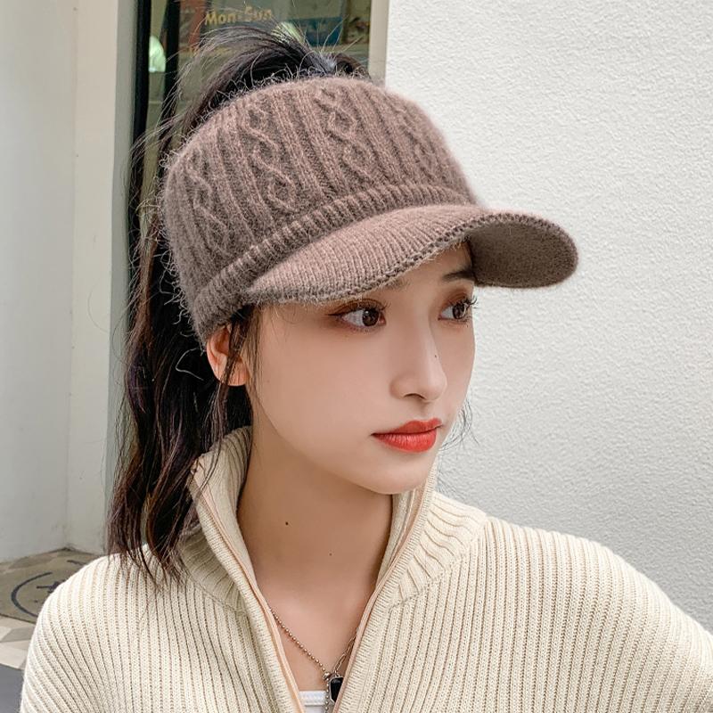 Autumn And Winter Hollow Top Hat All-Match Knitted Wool Hat Plus Velvet Thick Warm Ear Protection Hat For Women