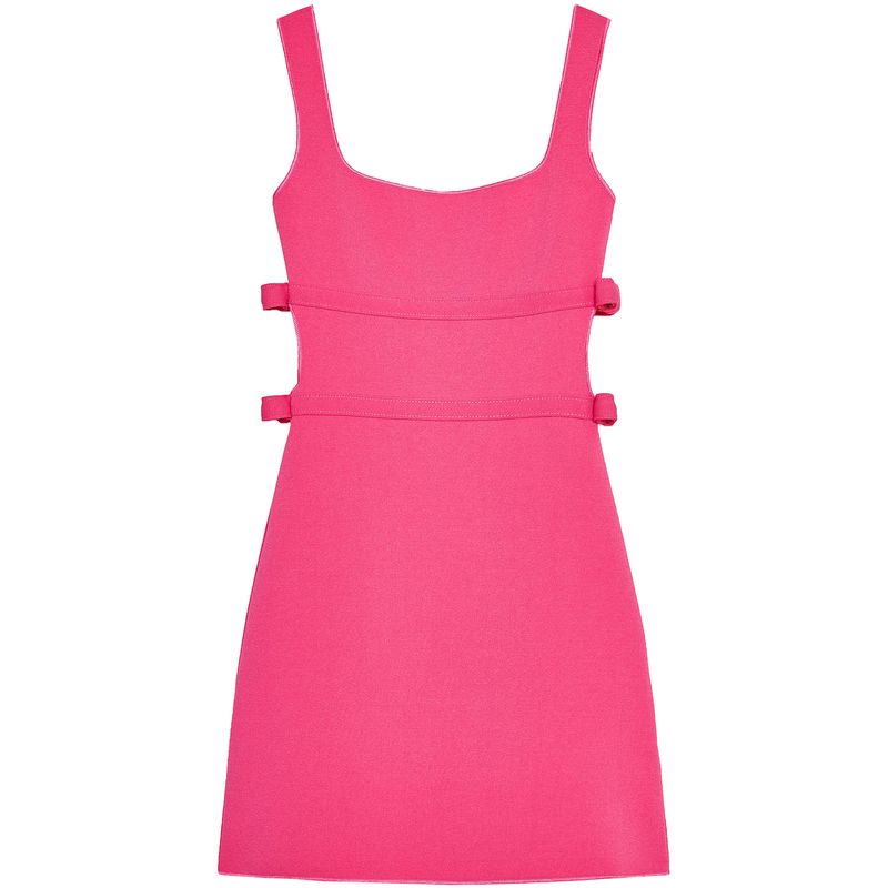 

Zaprha 2025 New Sexy Bowknot Decoration Sleeveless Square Collar Stretch Short Dress Small 5584196 Dark purple red L