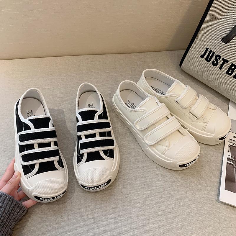 Minority Velcro Canvas Shoes Women's  Spring Korean Version of The New Casual All-match Thick-soled Sports Shoes Trend
