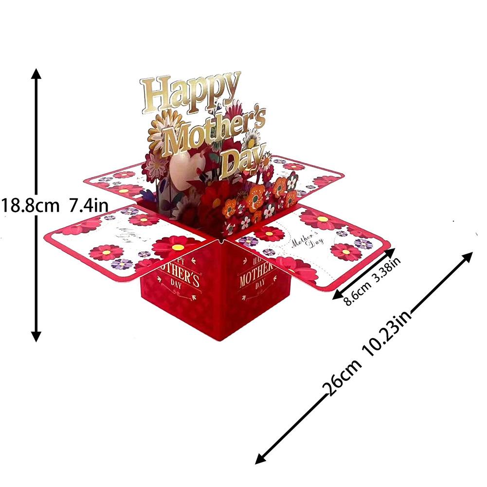 Mother‘s Day Father’s Day 3D Flower Bouquet Card Greeting Blessing Card Gift Box for Mom Dad with Message Card and Envelope