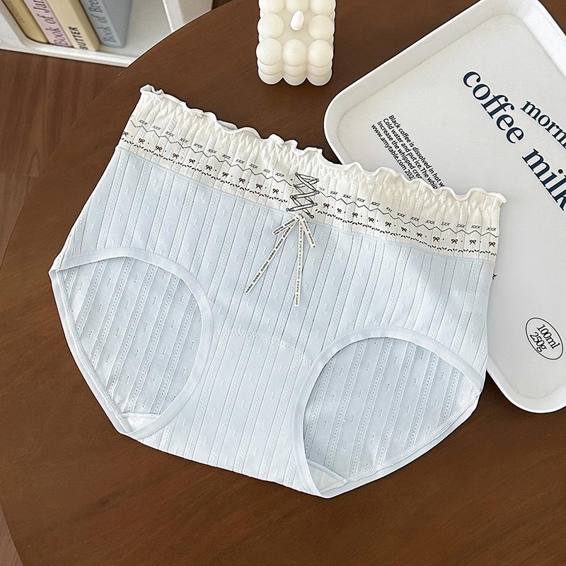 Women's Summer Jacquard Cotton Fake Two Design Feel Fungus Edge 10A Antibacterial Crotch Waist Triangle Briefs
