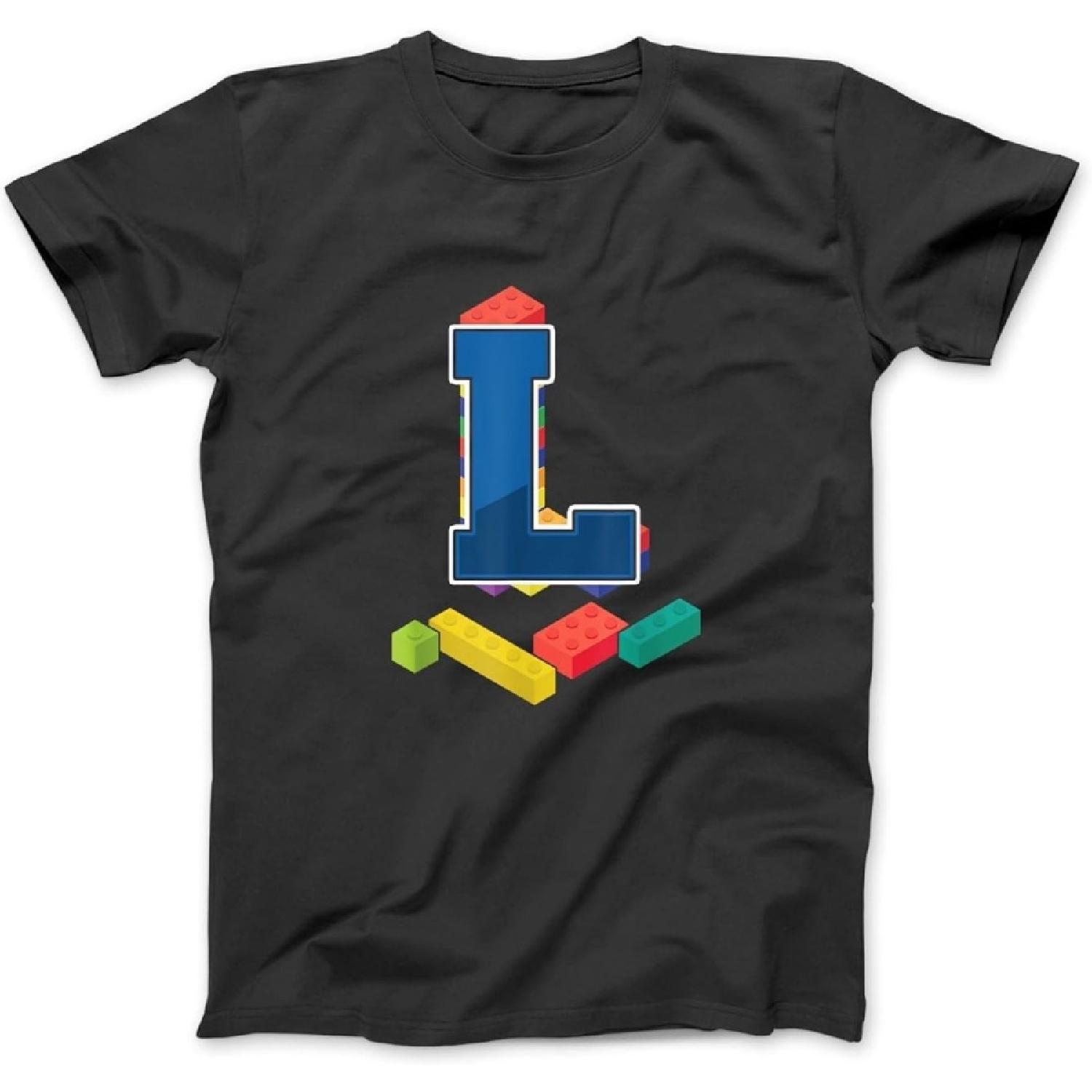 Letter L Master Builder Alphabet Last Name Building Blocks T-Shirt, Sweatshirt, Hoodie for Men Women Kids Made in Canada Black XXXXXL разноцветный