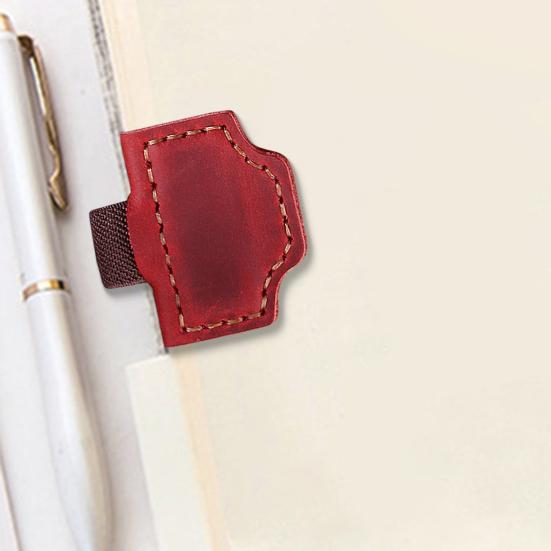 Personalized Magnetic Bookmark Faux Leather Page Holder with Pen Clip Retro Logo Bookmark for Journals Notebooks Book