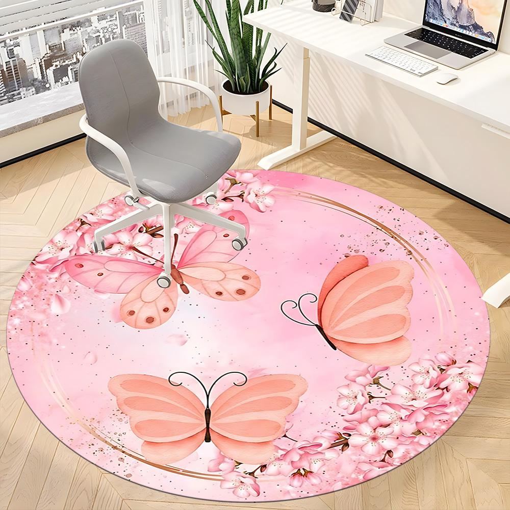 1pc Butterflies Flowers Carpet for Office, Non-slip, Soft and Durable Office Rug, Perfect for Office yy260128025