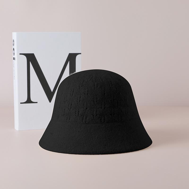 Bucket hat ladies autumn and winter elegant versatile hat fashion celebrity knitted bucket hat