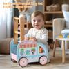 Wooden Baby Walker Stroller with Educational Learning Aid - Anti-Tip Push Car Toy for Toddlers